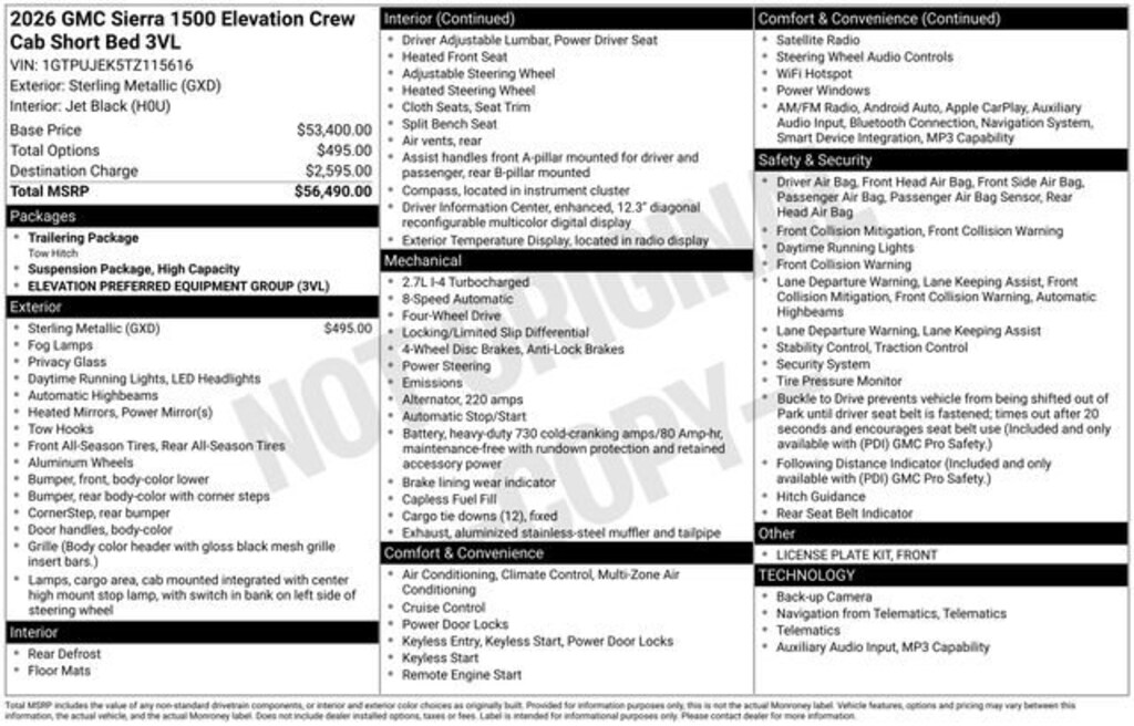 New 2026 GMC Sierra 1500 Elevation Truck