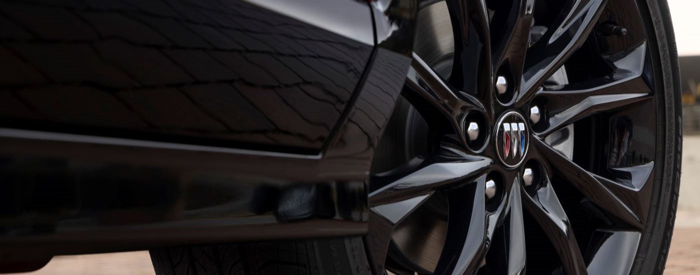 Side and black rim on a black 2025 Buick Encore GX