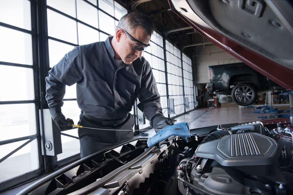 Fresh engine oil and a new filter during routine maintenance on a Buick at Brickell Buick GMC in Miami