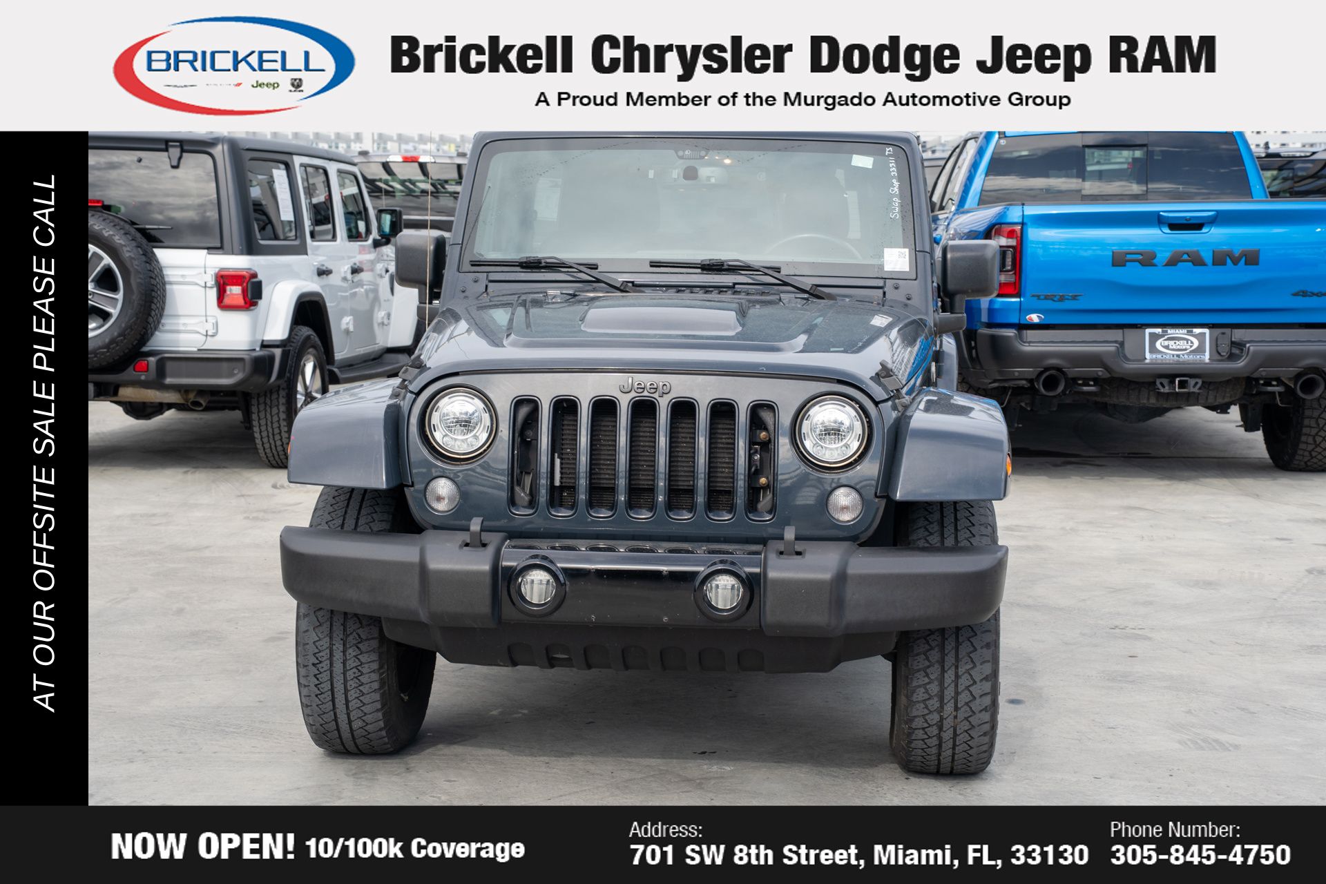 Used 2017 Jeep Wrangler Unlimited Smoky Mountain with VIN 1C4HJWEG4HL625634 for sale in Miami, FL
