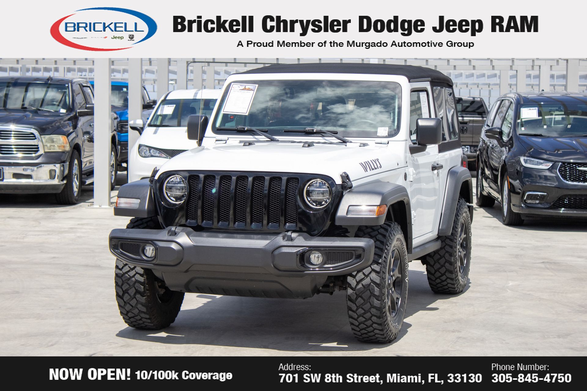 Used 2021 Jeep Wrangler Willys with VIN 1C4GJXAN2MW584502 for sale in Miami, FL