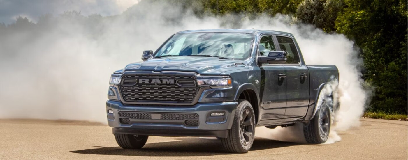 Black 2026 Ram 1500 drifting