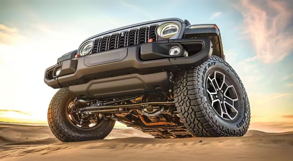 Black 2025 Jeep Gladiator from a low angle