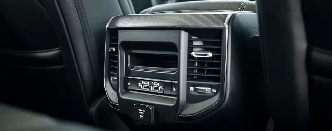 The rear center console in a 2026 Ram 1500. 