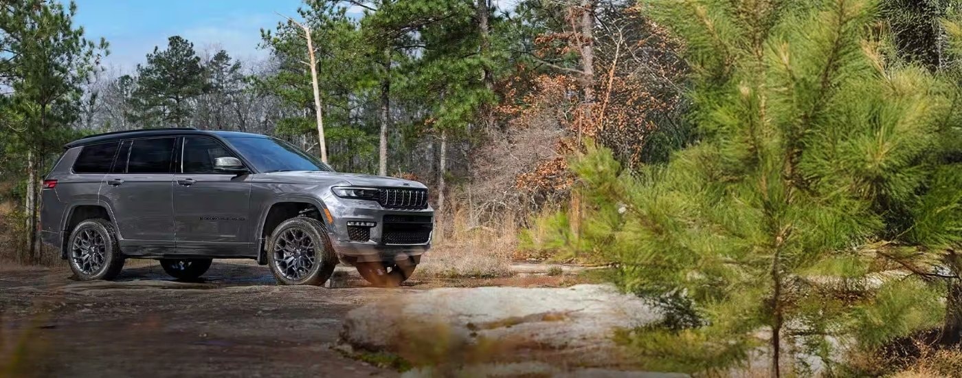 Grey 2025 Jeep Grand Cherokee for sale near Doral parked in a clearing