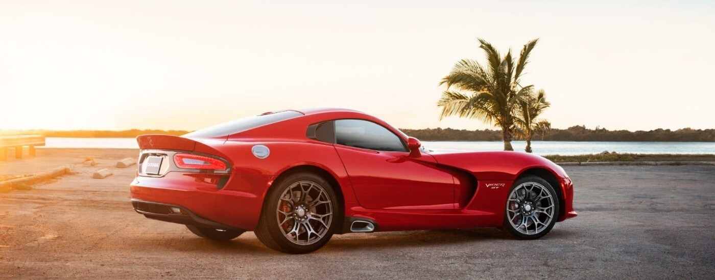 A red 2017 Dodge Viper RT parked on pavement.