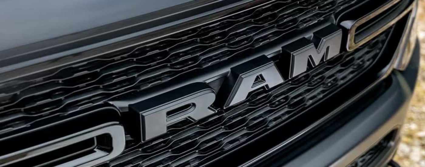 Grille on a grey 2023 Ram 1500 Warlock Edition.