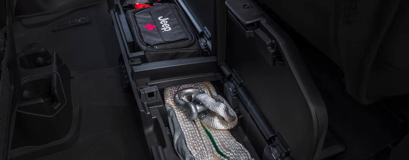 Underseat storage in a 2026 Jeep Gladiator