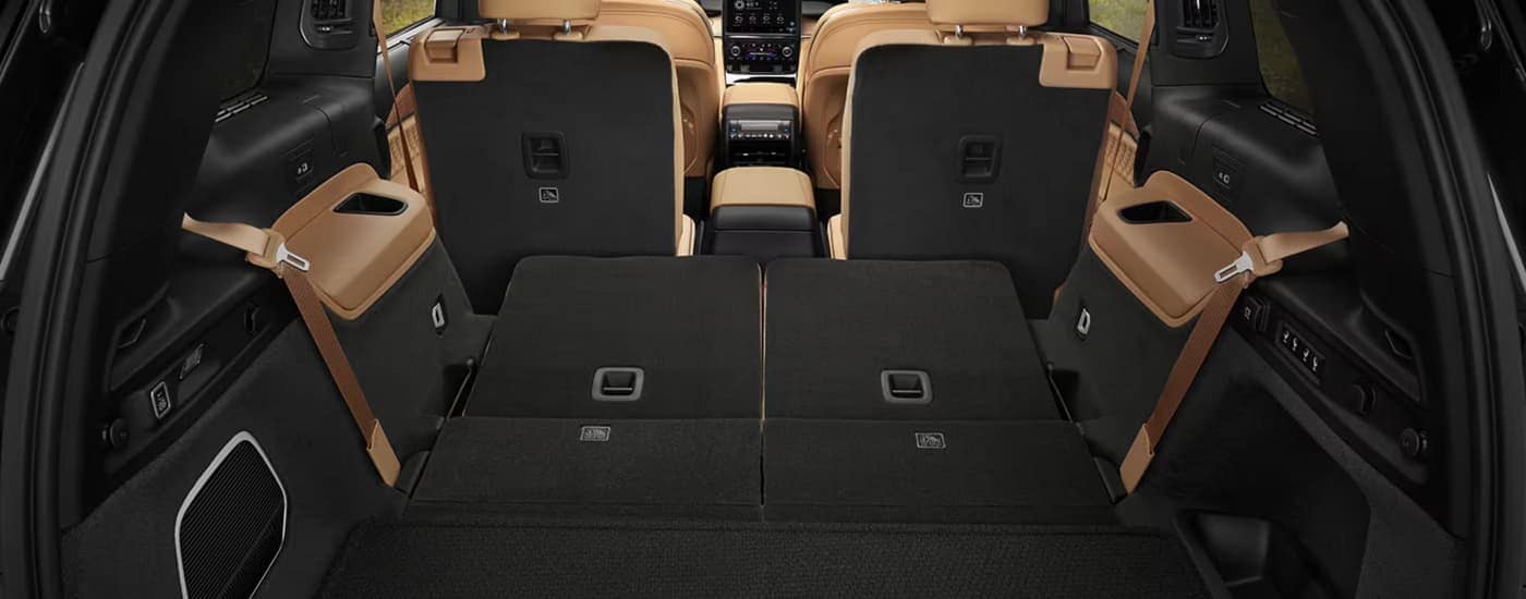 Folded rear seats in a 2025 Jeep Grand Cherokee for sale