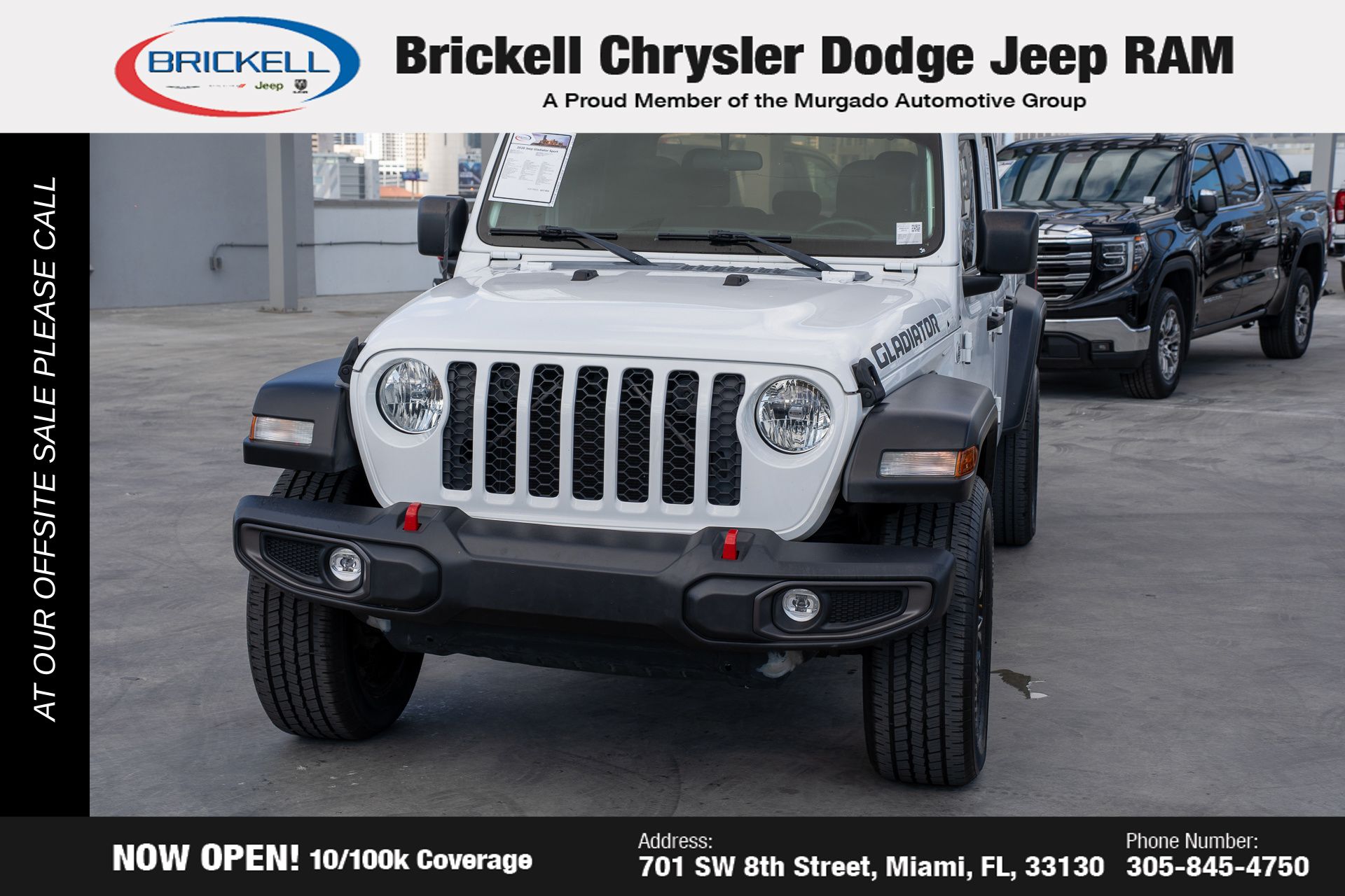 Used 2020 Jeep Gladiator Sport S with VIN 1C6HJTAG1LL126729 for sale in Miami, FL