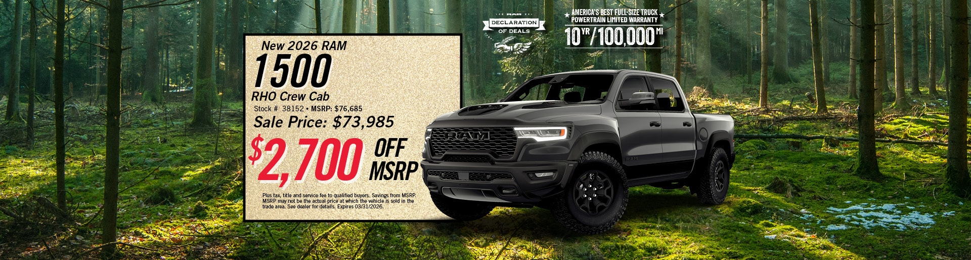 New 2026 Ram 1500 RHO Offer | Merrill, WI