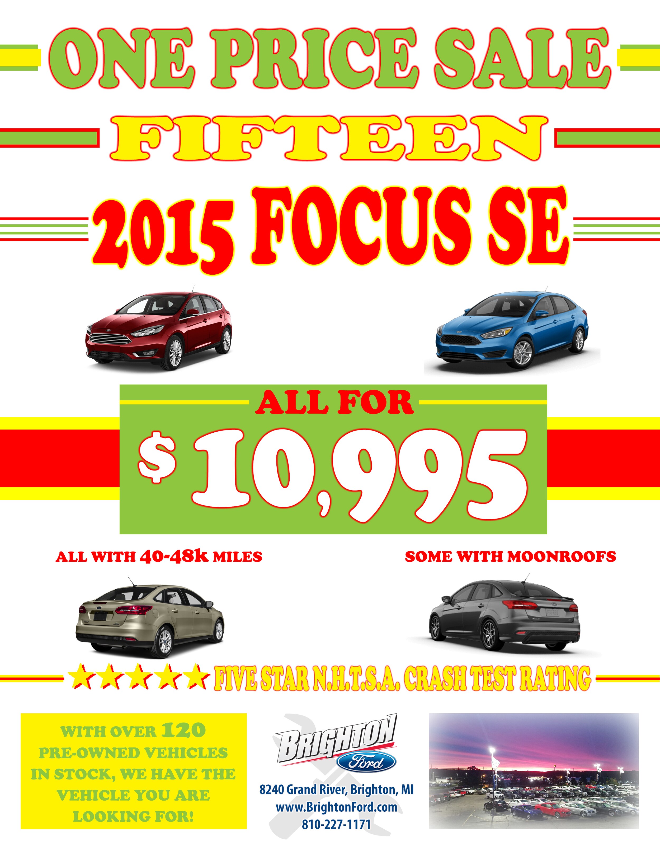15 Ford Focus For $10,995 - One Price Sale