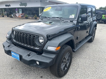 Featured New 2025 Jeep Wrangler 4-DOOR SPORT S Sport Utility for sale in Rutland, VT at Brileya's Chrysler Jeep