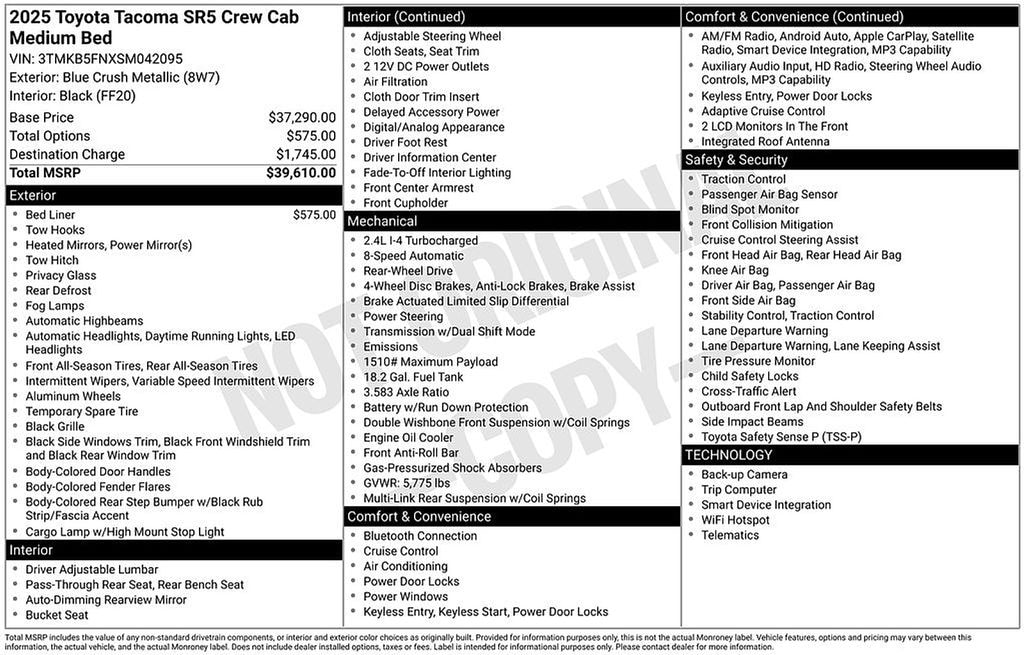Used 2025 Toyota Tacoma SR5 Truck Double Cab