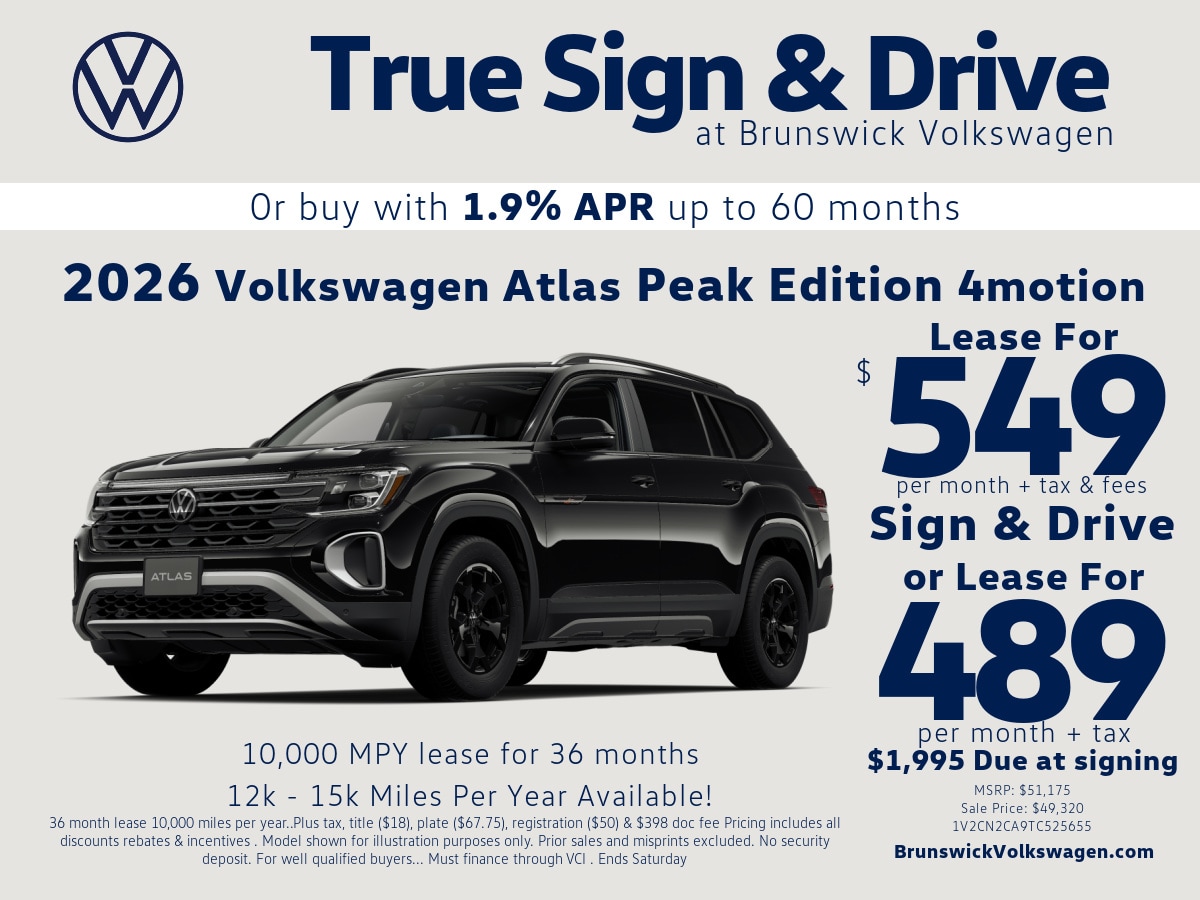 New Volkswagen Atlas Lease Specials | Brunswick Volkswagen | Near