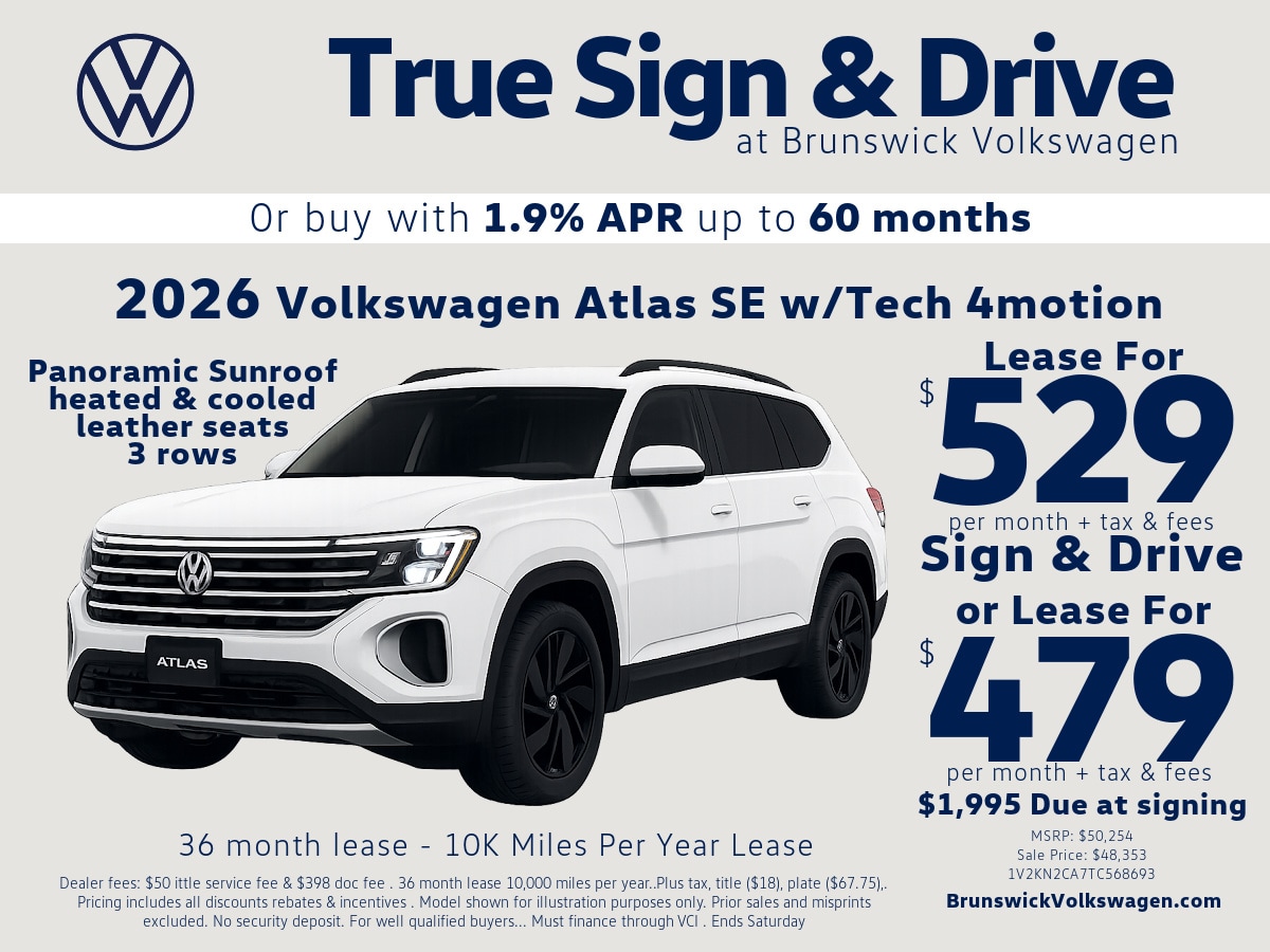 New Volkswagen Atlas Lease Specials | Brunswick Volkswagen | Near
