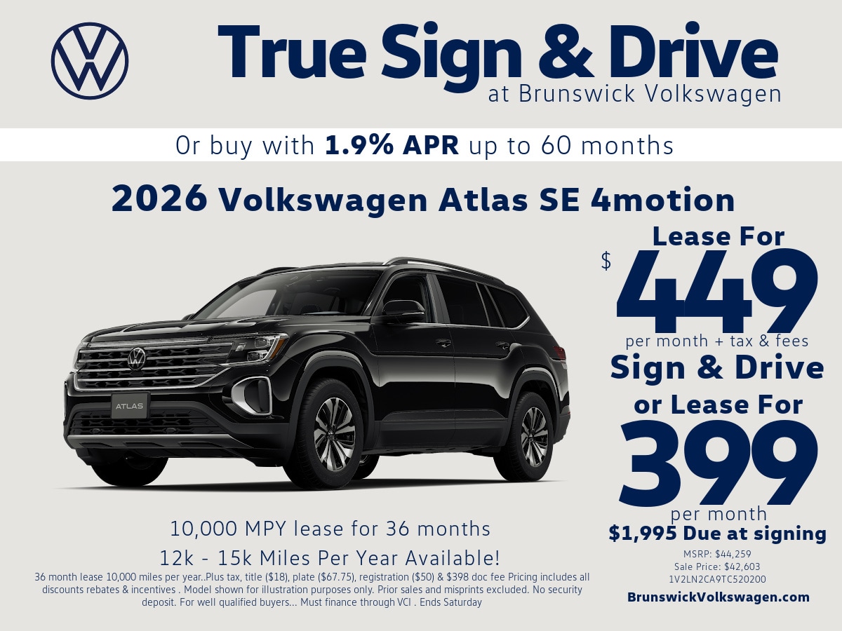 New Volkswagen Atlas Lease Specials | Brunswick Volkswagen | Near