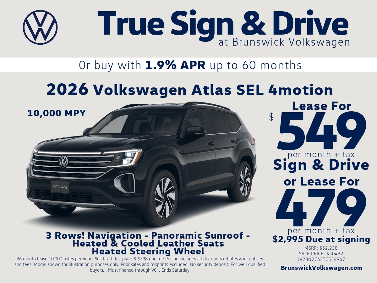 New Volkswagen Atlas Lease Specials | Brunswick Volkswagen | Near