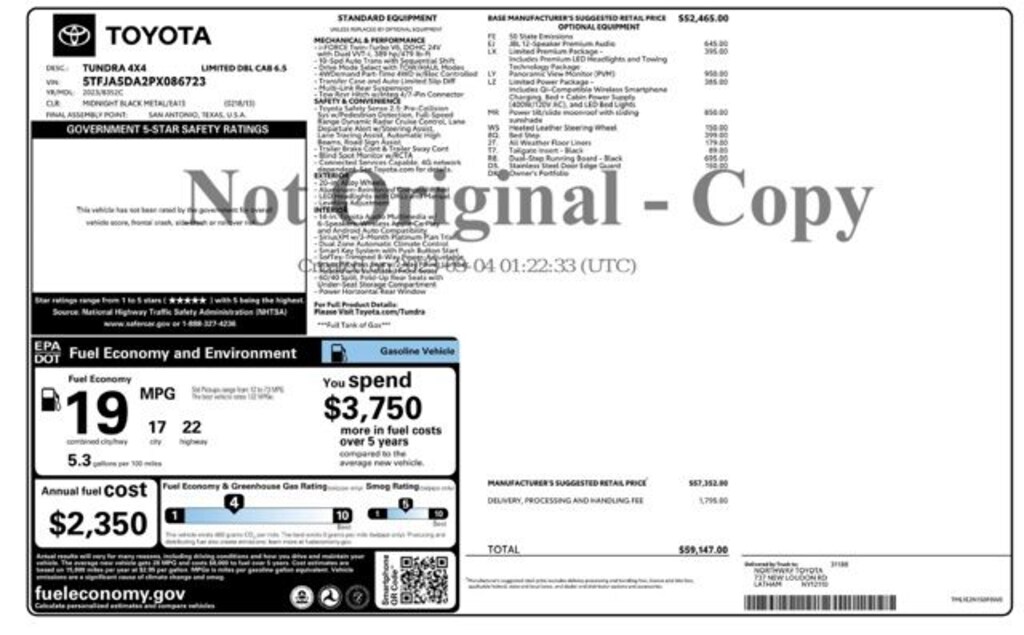 Used 2023 Toyota Tundra Limited 3.5L V6 Truck Double Cab