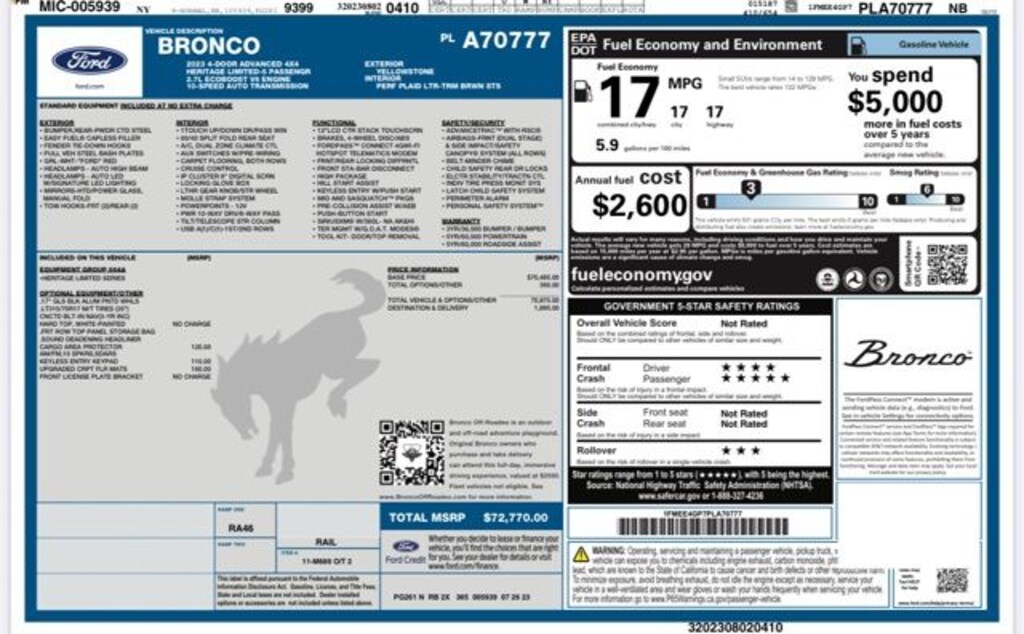 Used 2023 Ford Bronco Heritage Limited Edition SUV