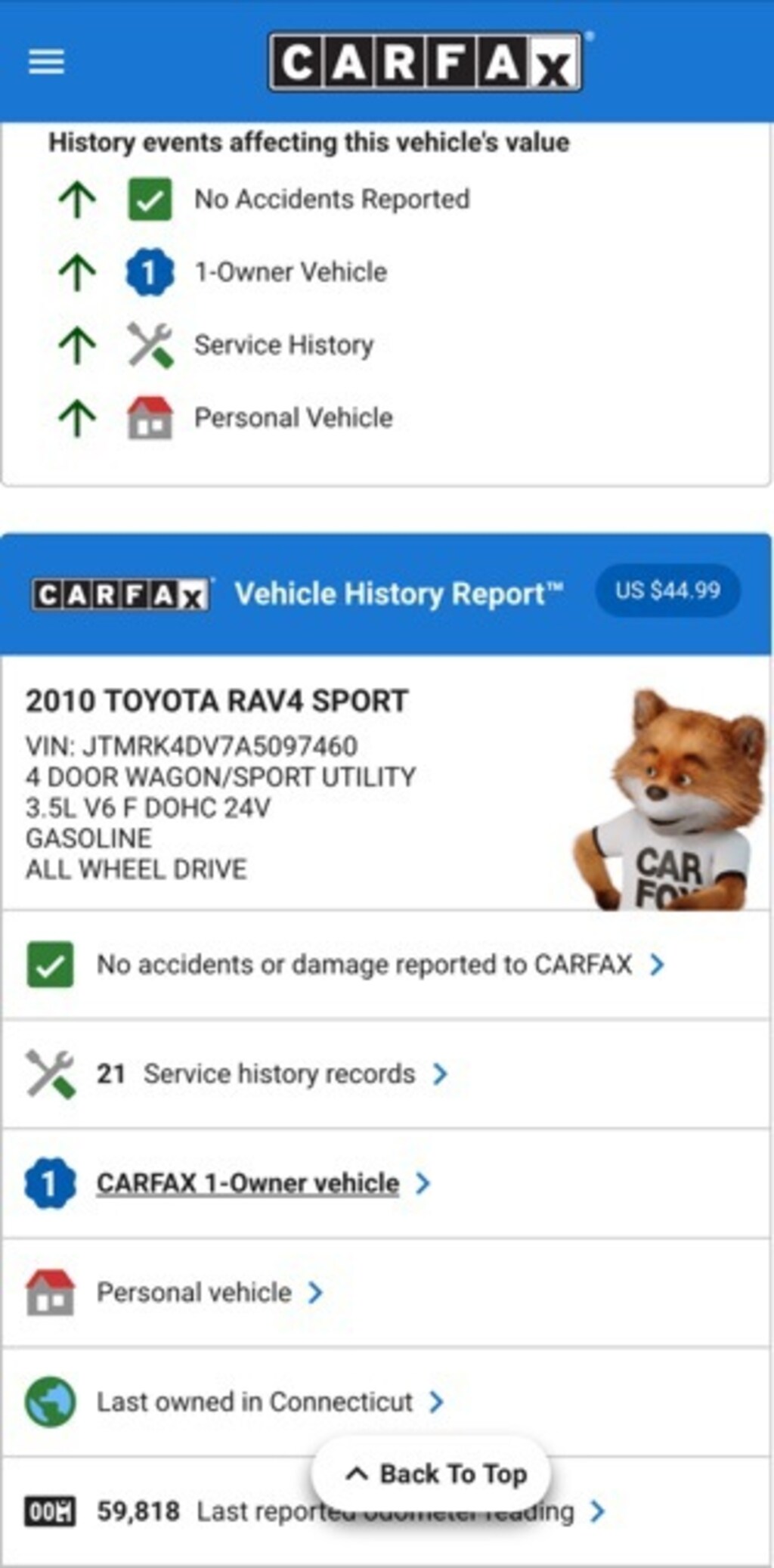 Used 2010 Toyota RAV4 Sport V6 SUV