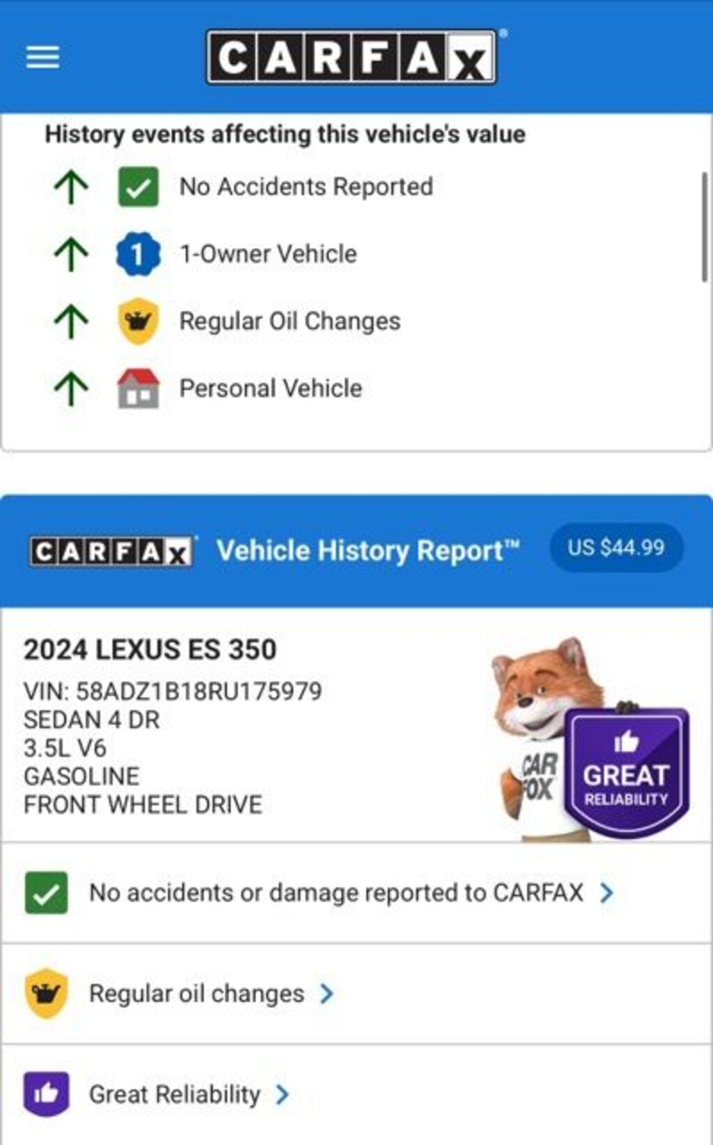 Used 2024 Lexus ES 350 Sedan