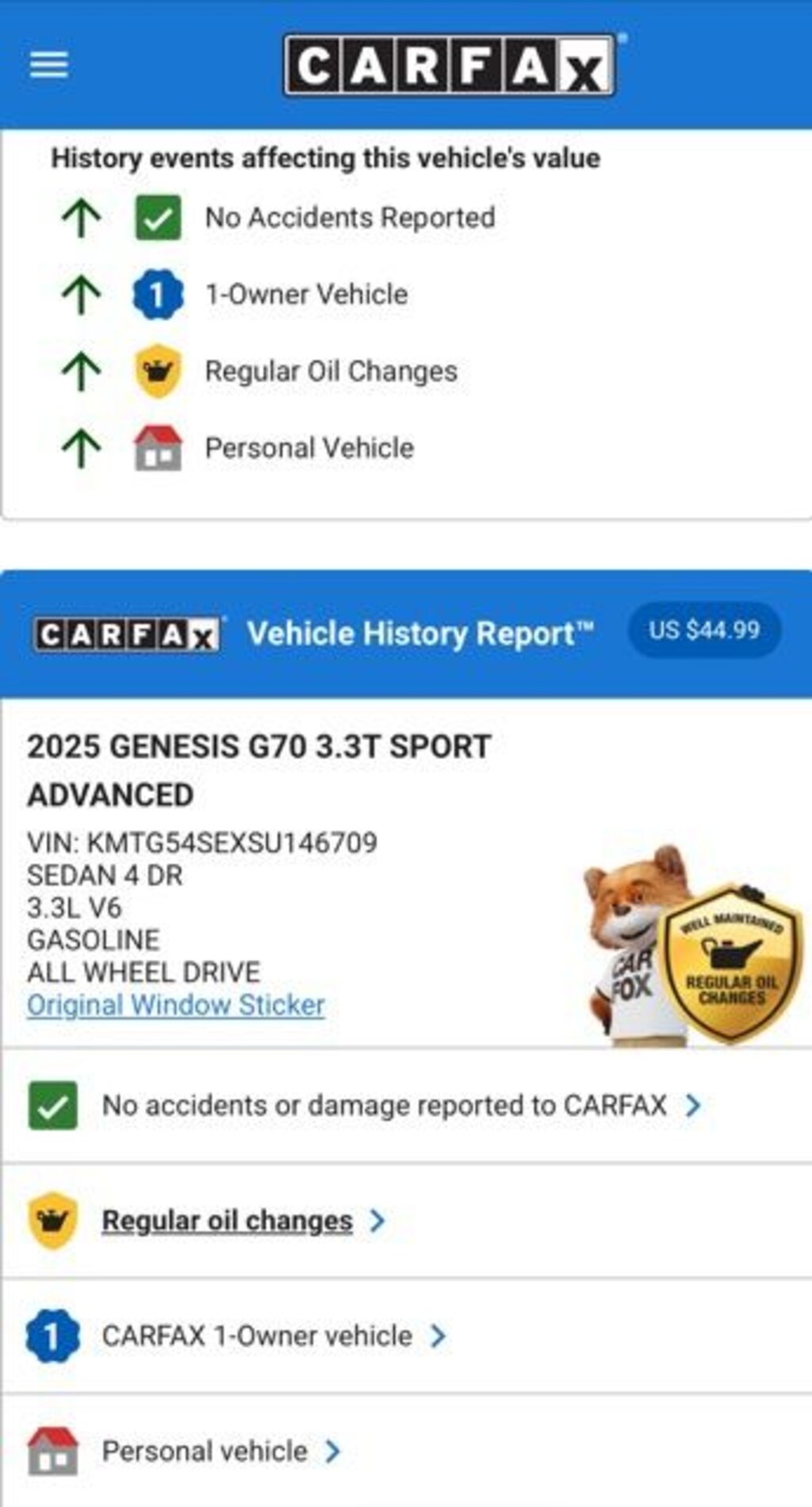 Used 2025 Genesis G70 3.3T Sport Advanced AWD Sedan