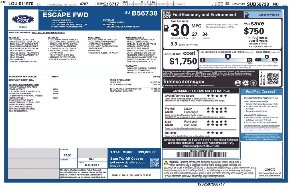 New 2025 Ford Escape Active SUV
