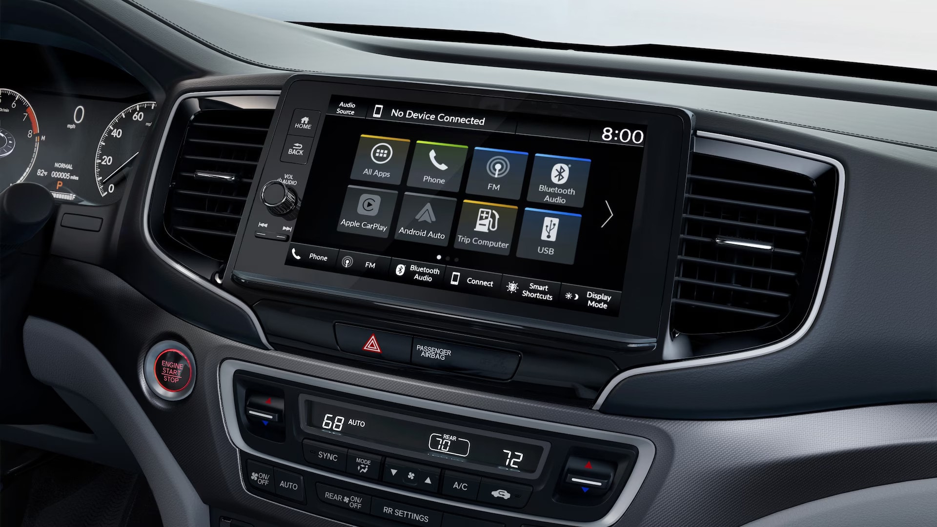 The front display screen in a car.