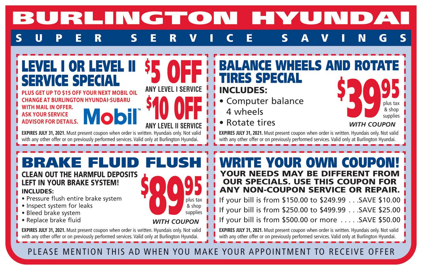 Burlington Hyundai Service Coupons