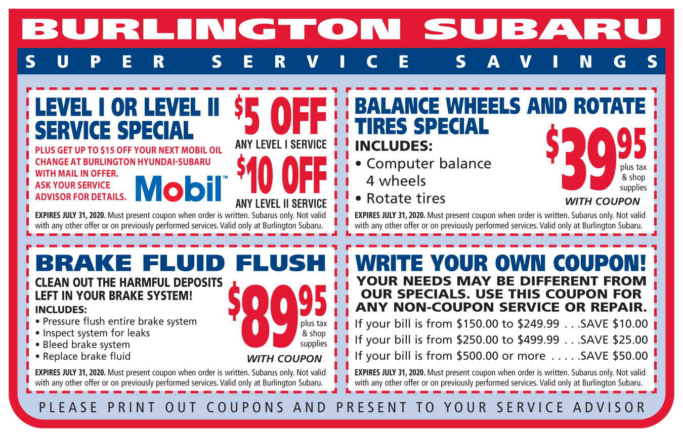 Subaru Service Coupons and Offers Burlington Subaru