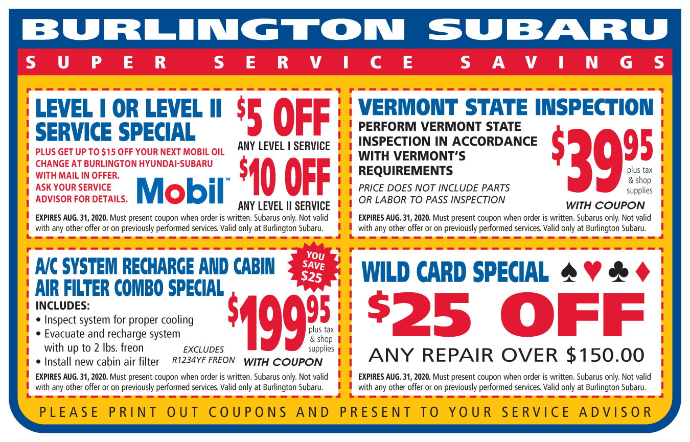 Subaru Service Coupons and Offers Burlington Subaru