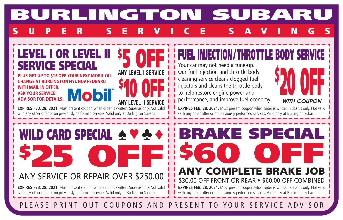Subaru Service Coupons and Offers Burlington Subaru