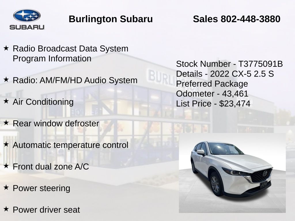 Used 2022 Mazda CX-5 2.5 S Preferred Package For Sale near Avon