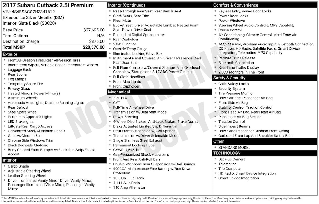 Used 2017 Subaru Outback 2.5i Premium with SUV