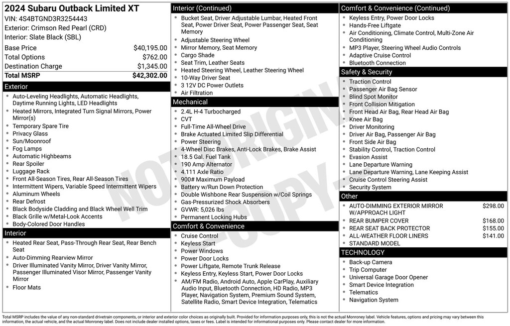 Used 2024 Subaru Outback Limited XT SUV
