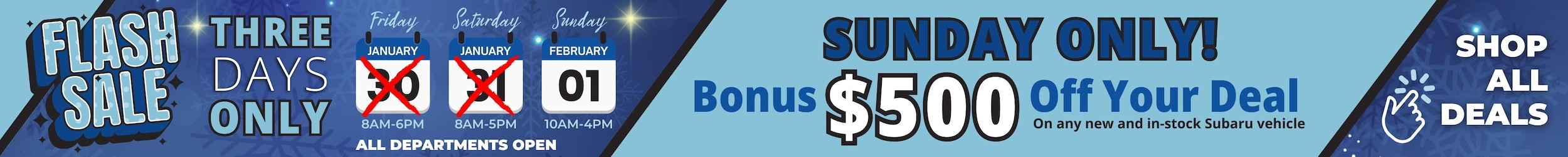 Burlington Subaru's 3-Day Flash Sale