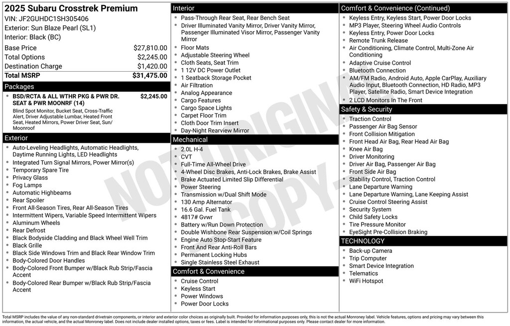 Certified 2025 Subaru Crosstrek Premium SUV