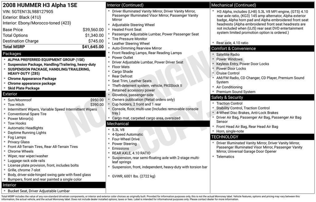Used 2008 HUMMER H3 SUV Alpha SUV