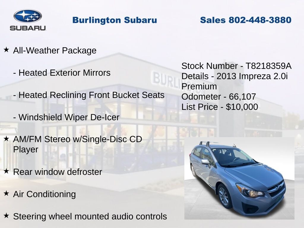 Used 2013 Subaru Impreza 2.0i Premium 5dr Hatchback