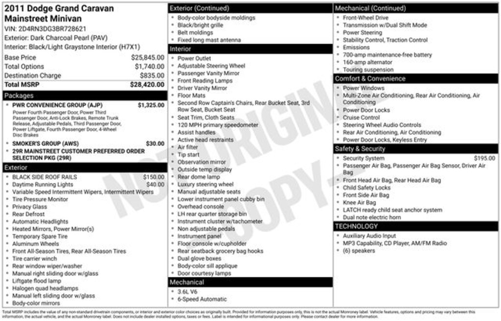 Used 2011 Dodge Grand Caravan Mainstreet Minivan/Van