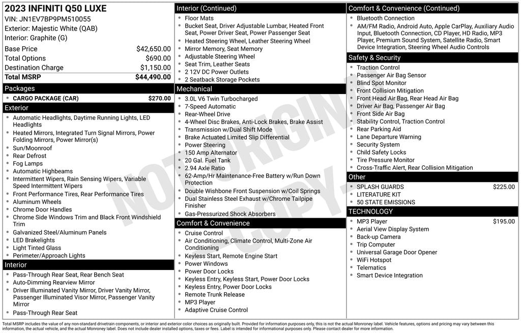 Used 2023 INFINITI Q50 Luxe Sedan