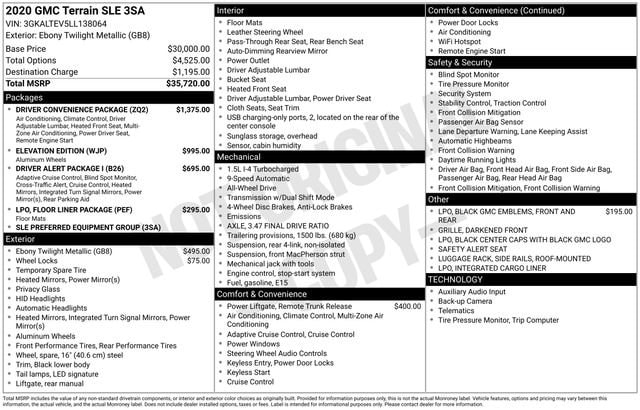 Used 2020 GMC Terrain SLE with VIN 3GKALTEV5LL138064 for sale in Reese, MI
