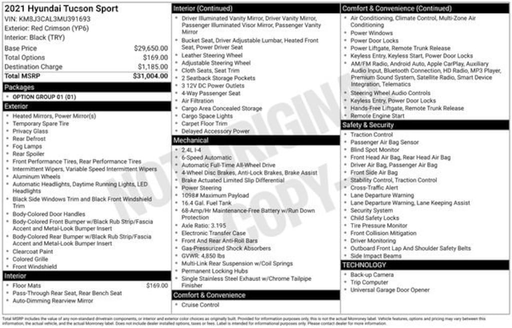 Used 2021 Hyundai Tucson Sport