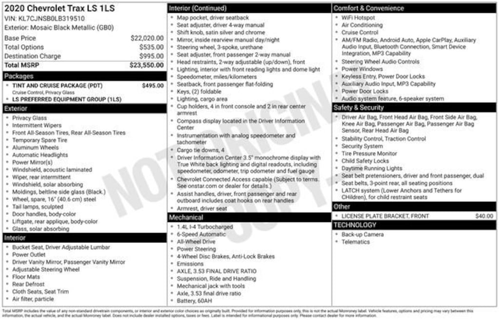 Used 2020 Chevrolet Trax LS SUV