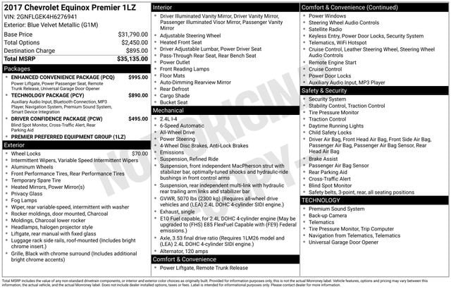 Used 2017 Chevrolet Equinox Premier with VIN 2GNFLGEK4H6276941 for sale in Reese, MI