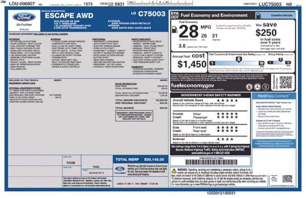Used 2020 Ford Escape SE SUV