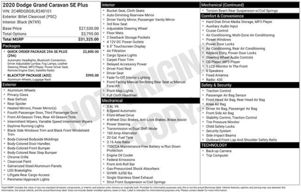 Used 2020 Dodge Grand Caravan SE Plus