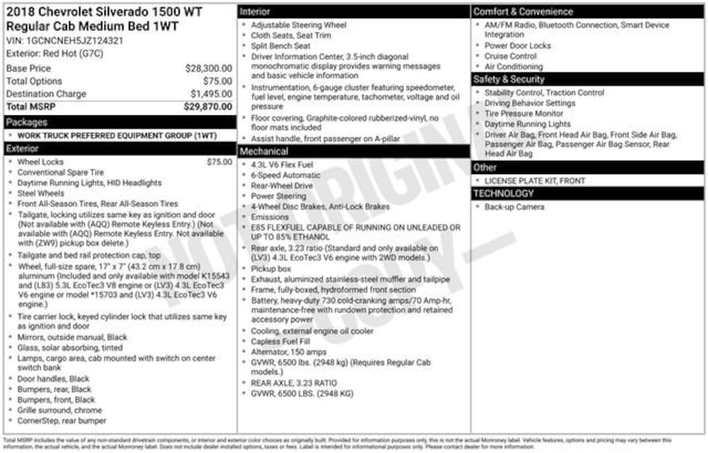 Used 2018 Chevrolet Silverado 1500 Work Truck Truck