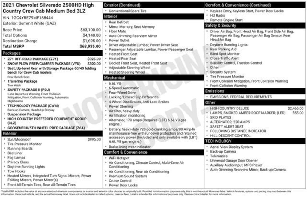 Used 2021 Chevrolet Silverado 2500 HD High Country Truck